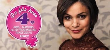 Få hver 4. pakke bind, tamponger eller truseinnlegg gratis