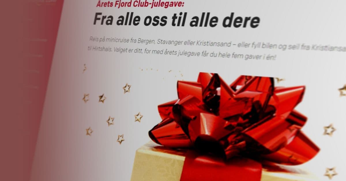 Fjord Club-julegave: Få gratis båtreise med bil fra Kristiansand