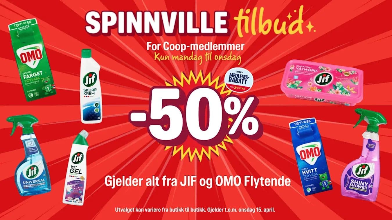 Extra-tilbud for medlemmer: -50% på alt fra Jif og Omo Flytende