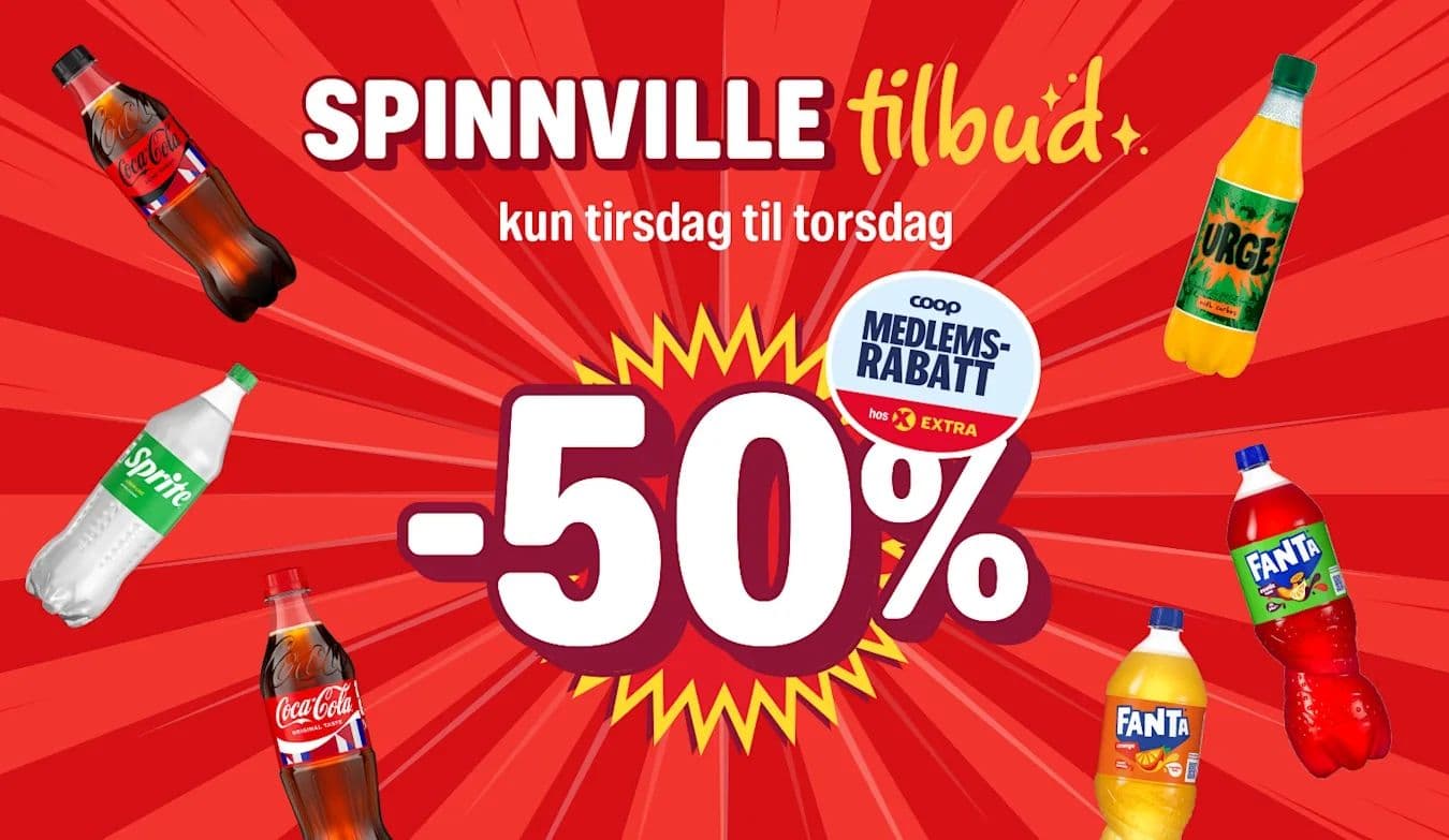 Extra med medlemstilbud: -50% på all 0,5l og 1,5l brus fra Coca-Cola