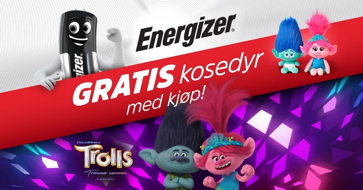 Kjøp Energizer-produkt og få Trolls-kosedyr