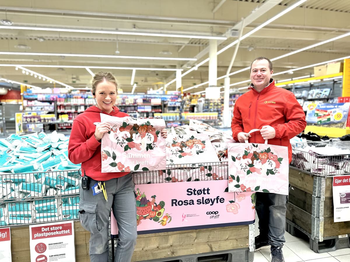 Coop lanserer rosa gjenbruksnett til støtte for kreftsaken: – Forventer at de rives ut av hyllene