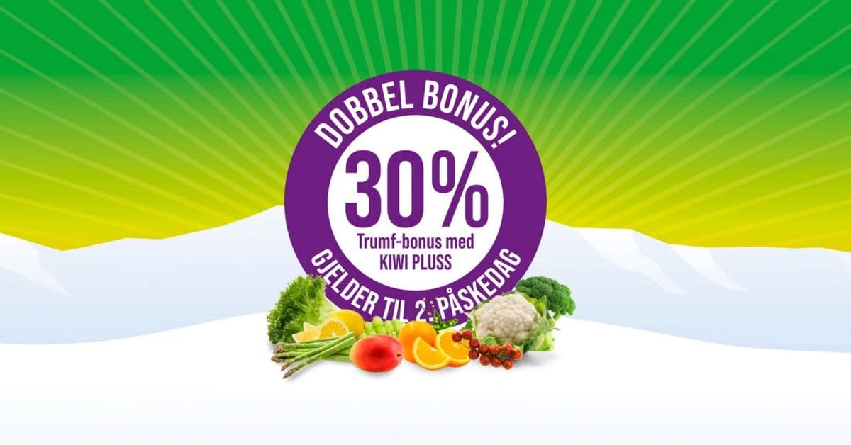 Kiwi gir 30% bonus på all fersk frukt og grønt frem til 2. påskedag