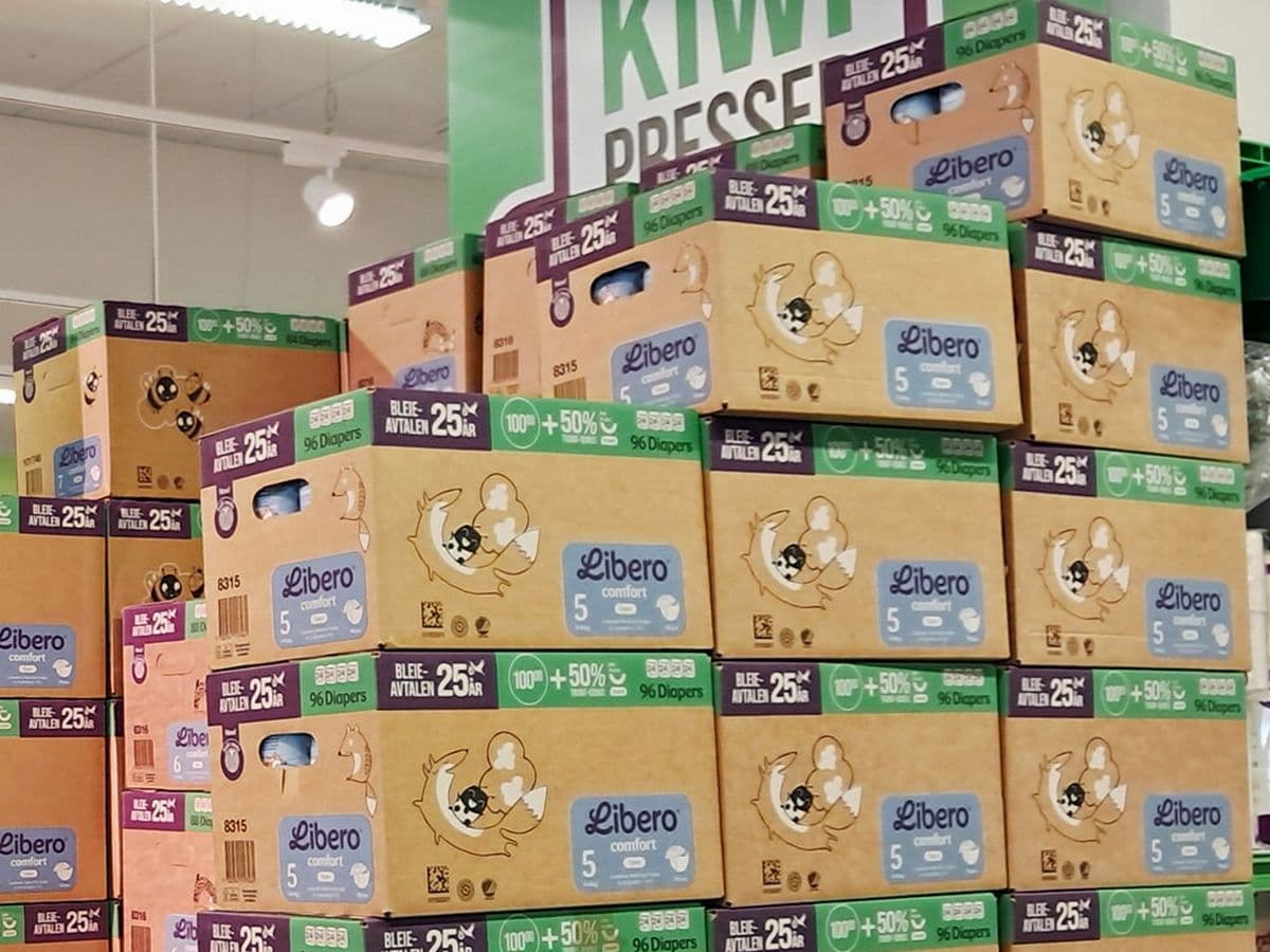 Kiwi feirer 25 år med bleieavtale: 50 kroner for 4 pakker bleier!