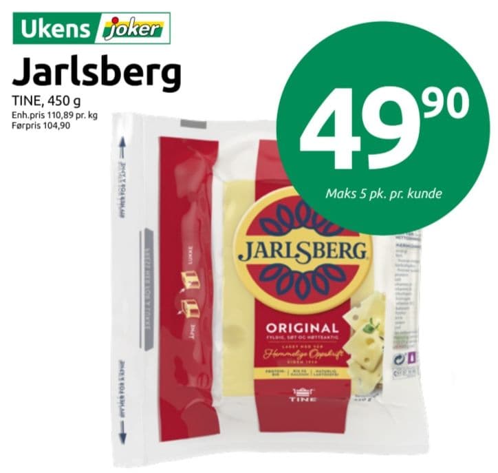 Ukens Joker-garanti: Billigst Jarlsberg med pris- og leveringsgaranti