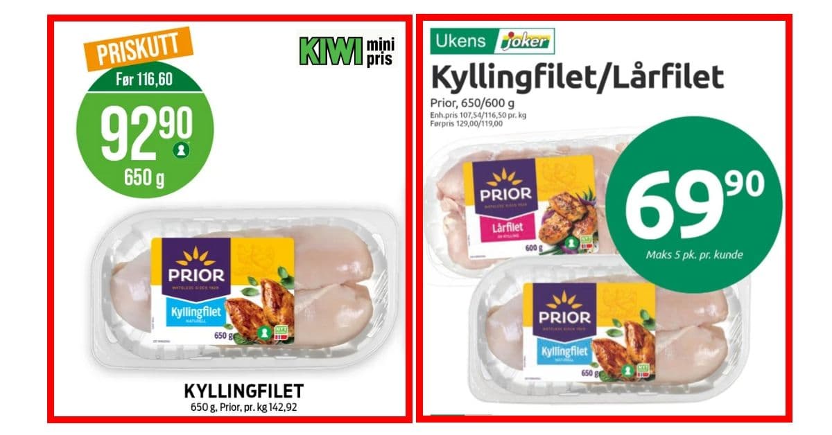 Kiwi senker prisene på kylling - men Joker er likevel best på pris