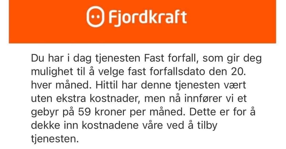 Forbrukertilsynet reagerer på Fjordkrafts Fast forfall-tjeneste