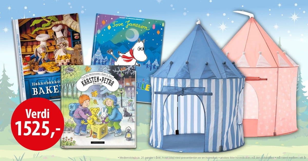 Få leketelt, leketunnel og tre bøker i velkomstgave