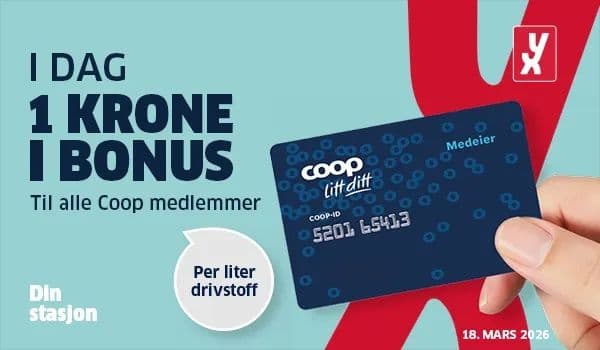 KUN I DAG ONSDAG 18. MARS: 1 kr bonus per liter drivstoff hos YX