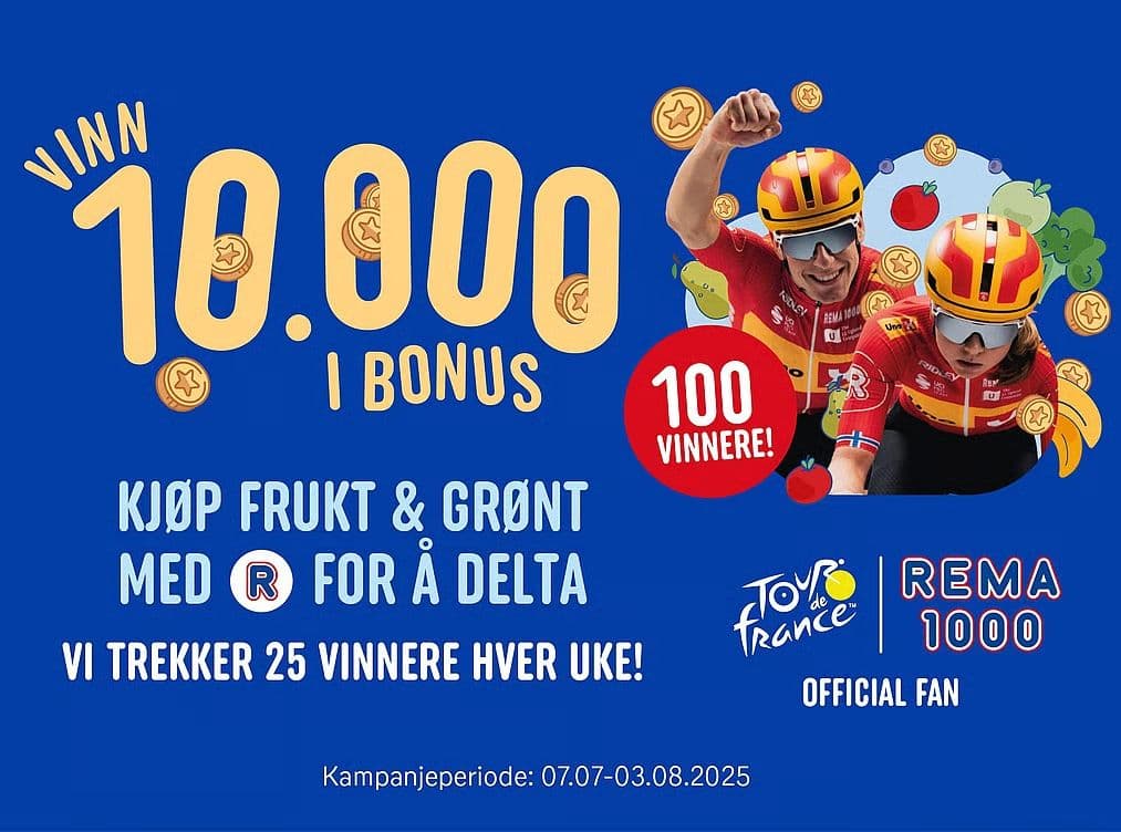 Vinn 10 000 kroner i Rema-bonus - 100x vinnere i sommer!
