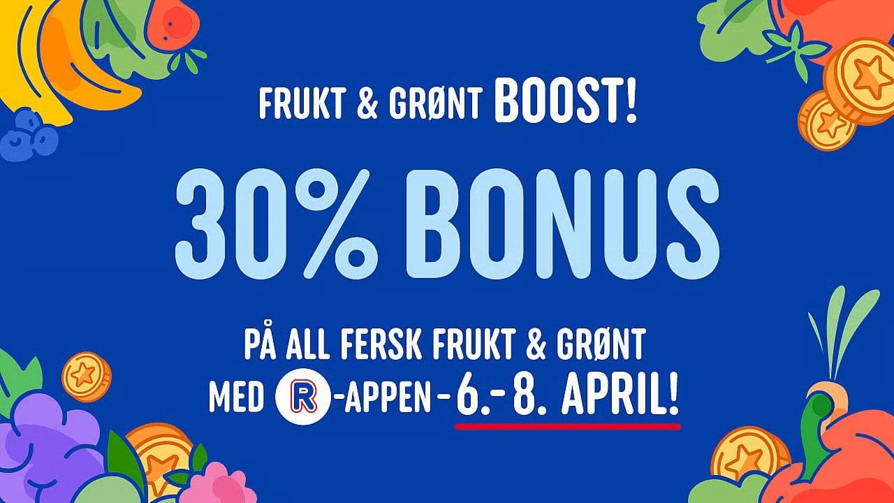 Rema 1000 med 30% bonus på frukt og grønt