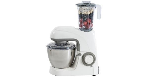 Få hvit kjøkkenmaskin med stålbolle og blender verdt 1499 kroner