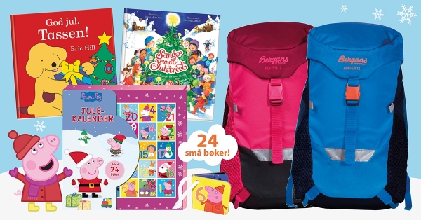 Få stor julepakke med Peppa Gris-kalender, julesangbok og Bergans-sekk