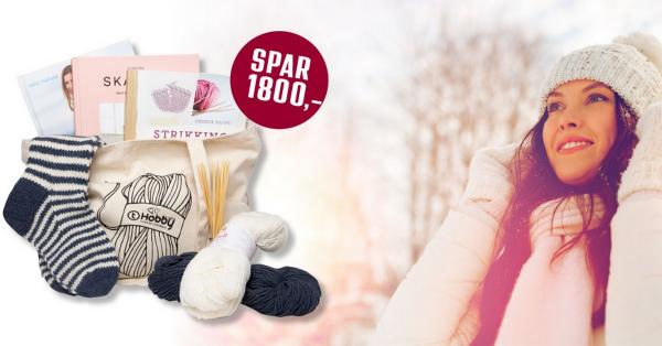 Få strikkepakke med oppskrift og garn til Stripefot-sokker fra Hillesvåg