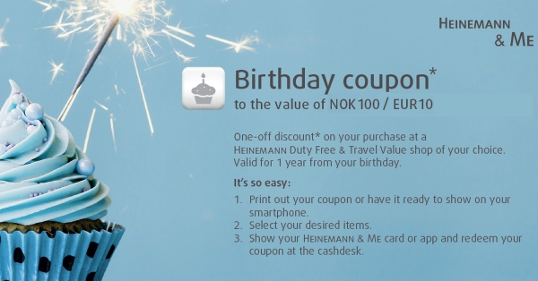 Få 100 kroner til bruk i taxfree-butikkene helt gratis når du har bursdag