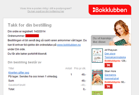 Gratis bok fra Bokklubben